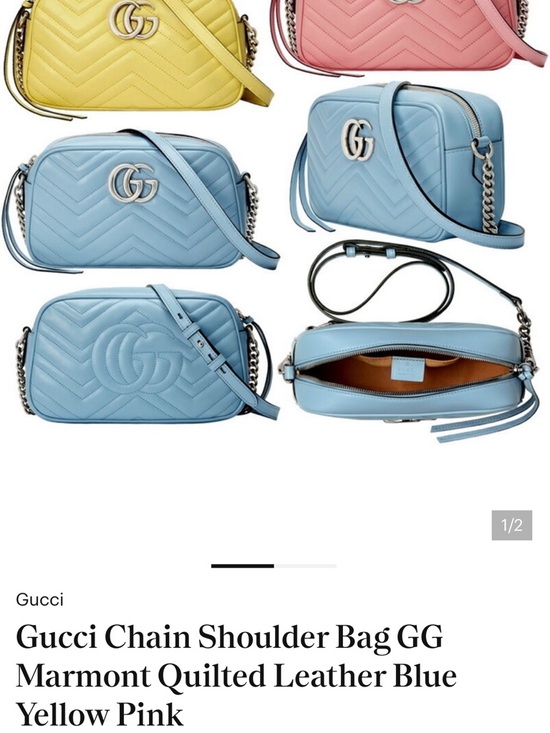 Gucci Light Blue GG Chevron Crossbody Bag - Picture 8 of 10